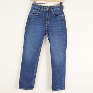 Arket Jade Cropped Dark Blue Slim Stretch High Rise Jeans Womens Sz 26 / S